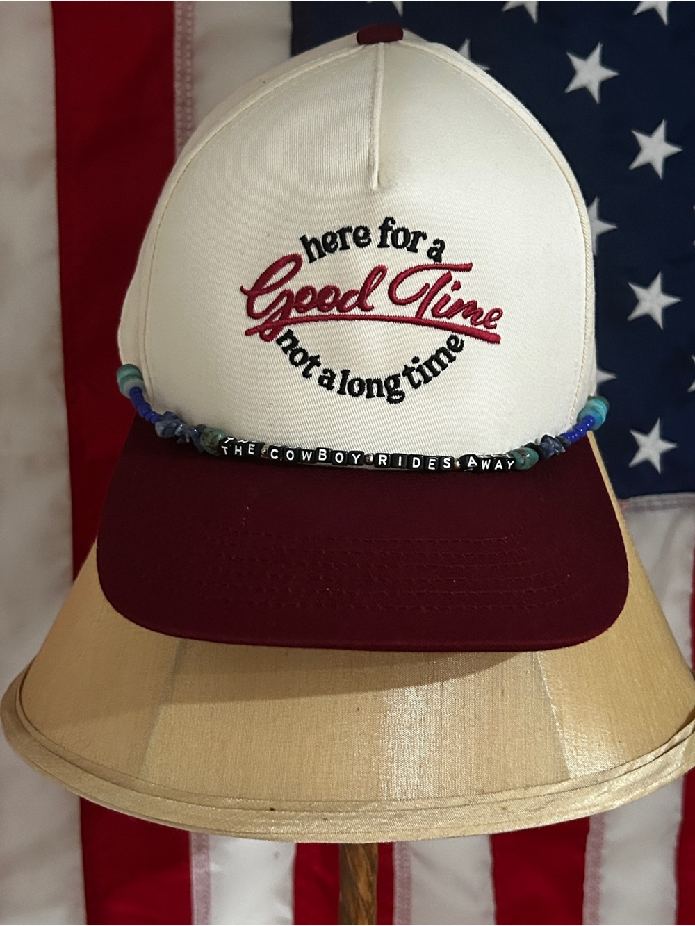 The cowboy rides away beaded hat chain handmade brand new
